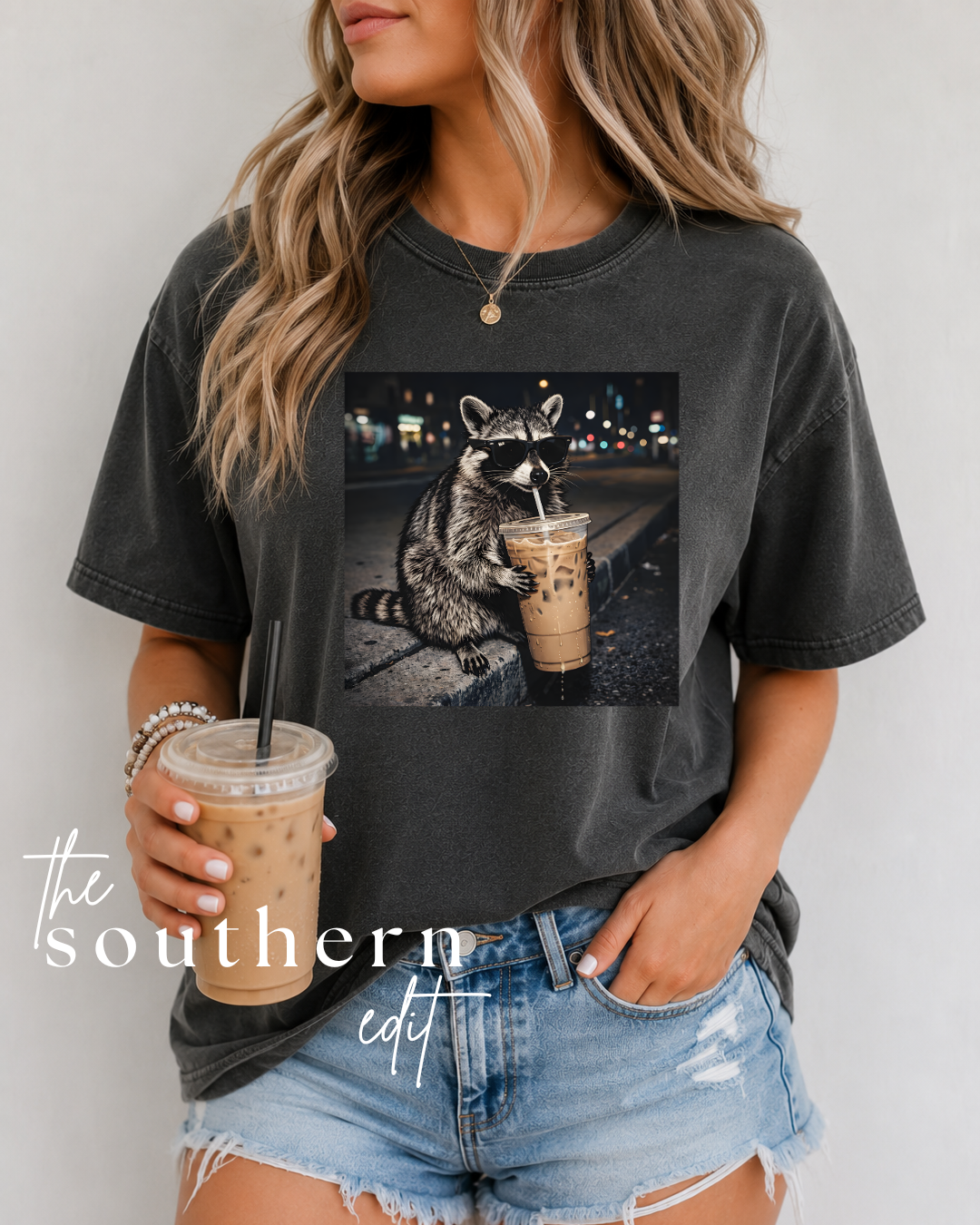 Midnight Coffee Raccoon | Comfort Colors® Tee