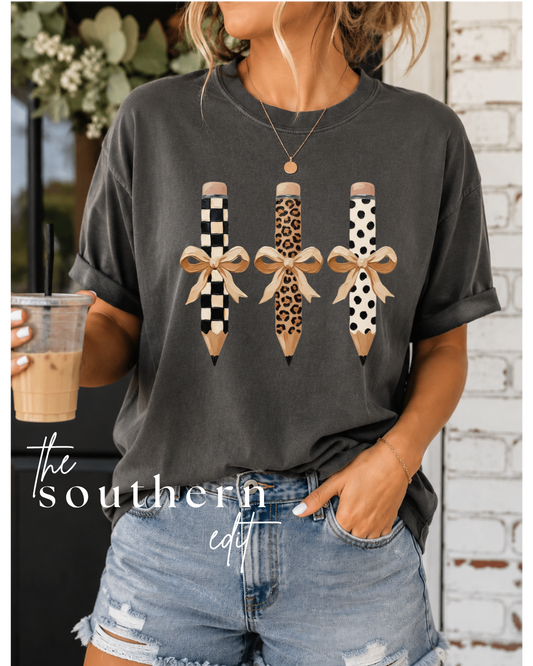Back to School Pencil Bow | Comfort Colors® Tee