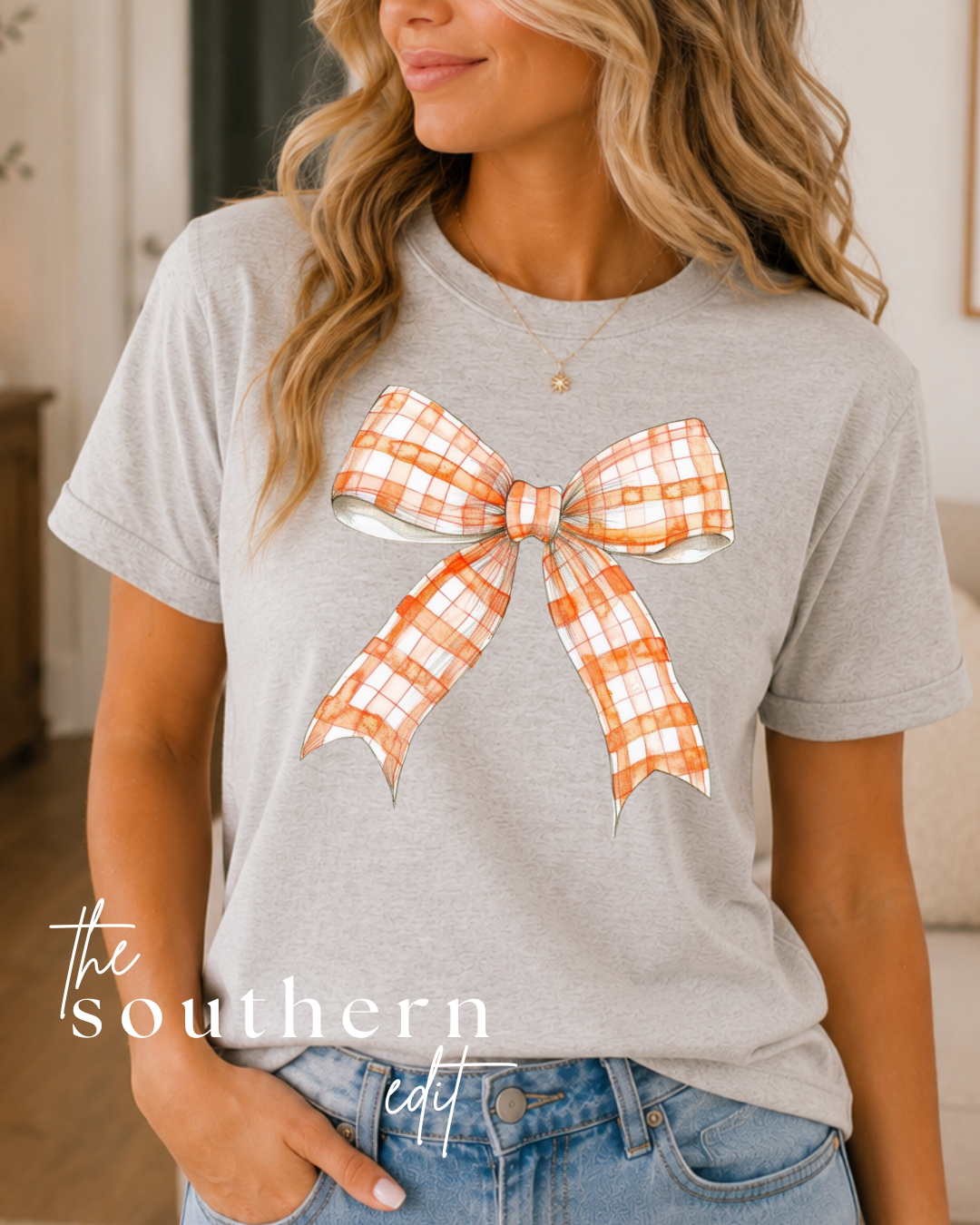 Fall Gingham Bow | Bella+Canvas® Tee