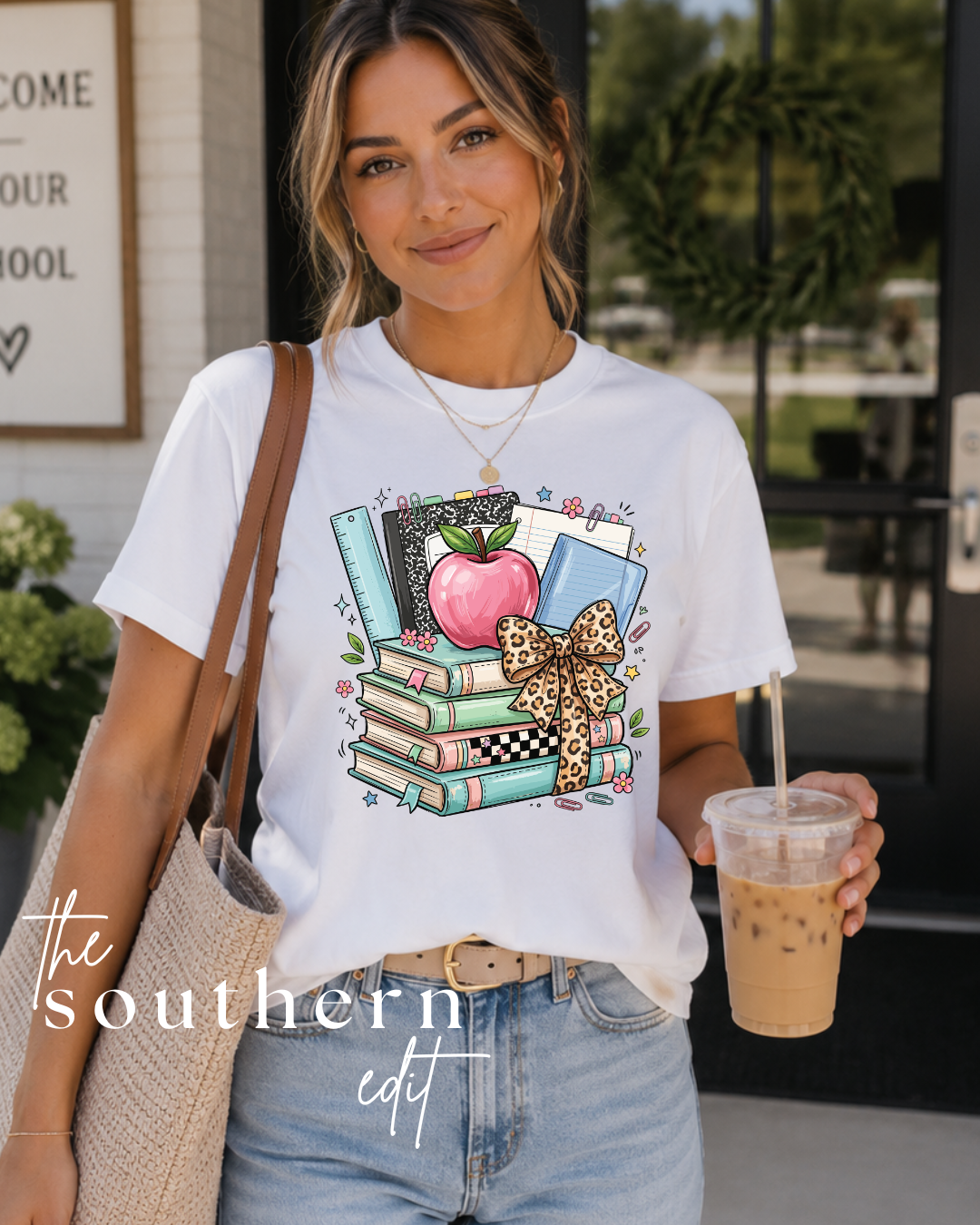Back to School Books & Bow | Bella+Canvas® Tee